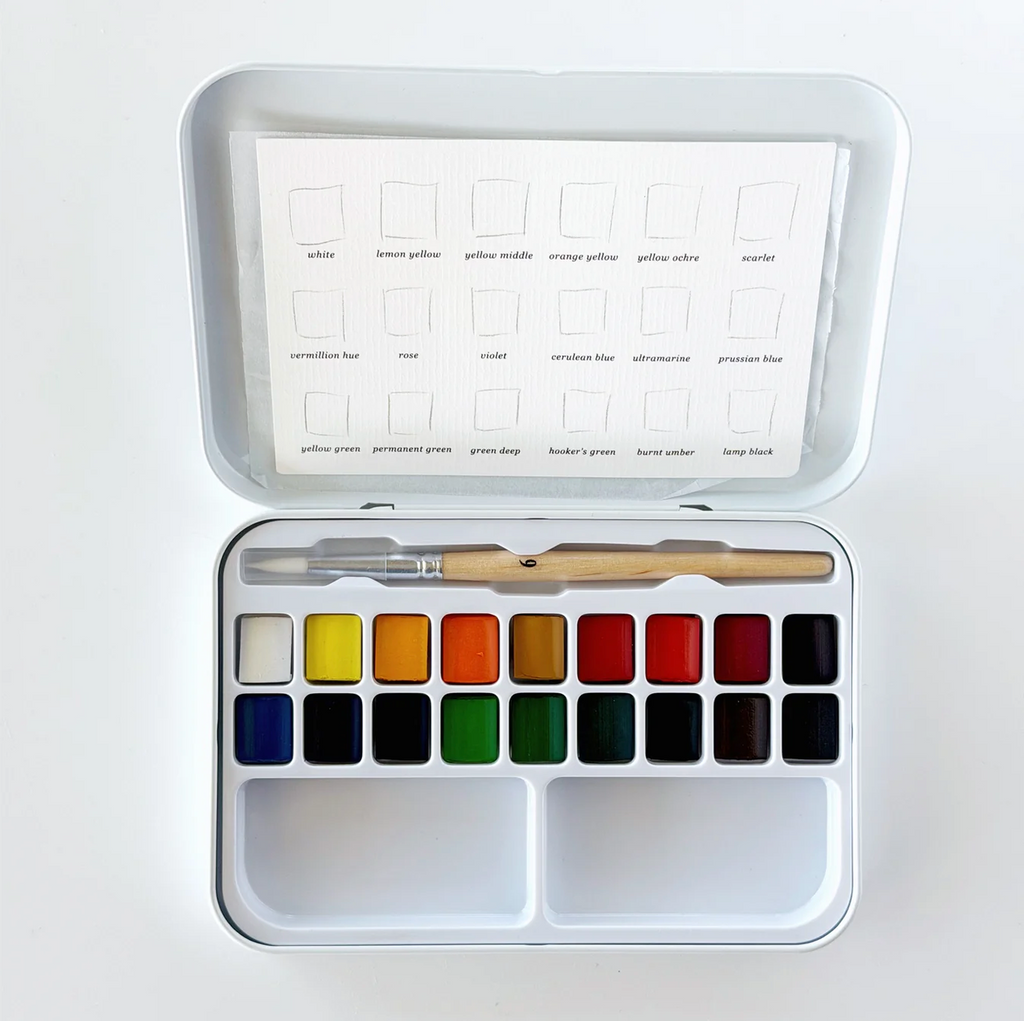 Watercolor Paint Set - 18 colors with Brush