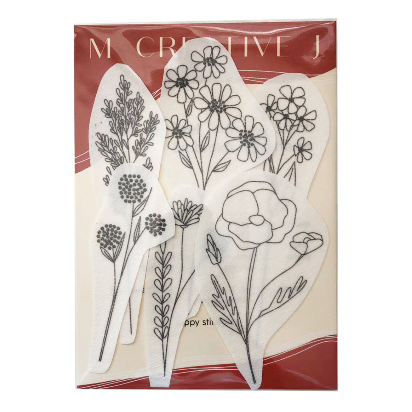 Peel Stick & Stitch Hand Embroidery Patterns by M Creative J