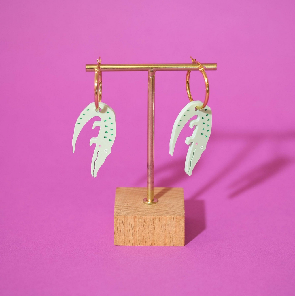Pastel Alligator Hoop Earrings