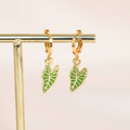 Alocasia Polly Leaf Huggie Hoop Earrings