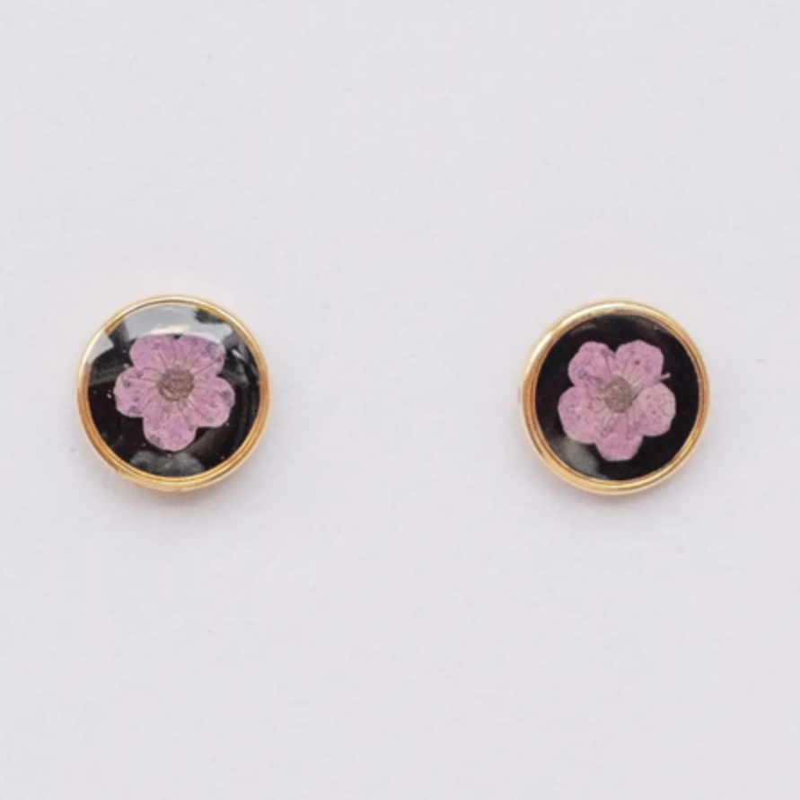 Lace & Pearls Pressed Flower Earrings (small)