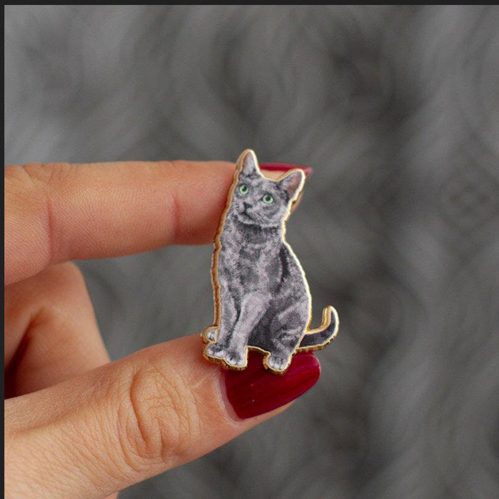 Russian Blue Cat Enamel Pin