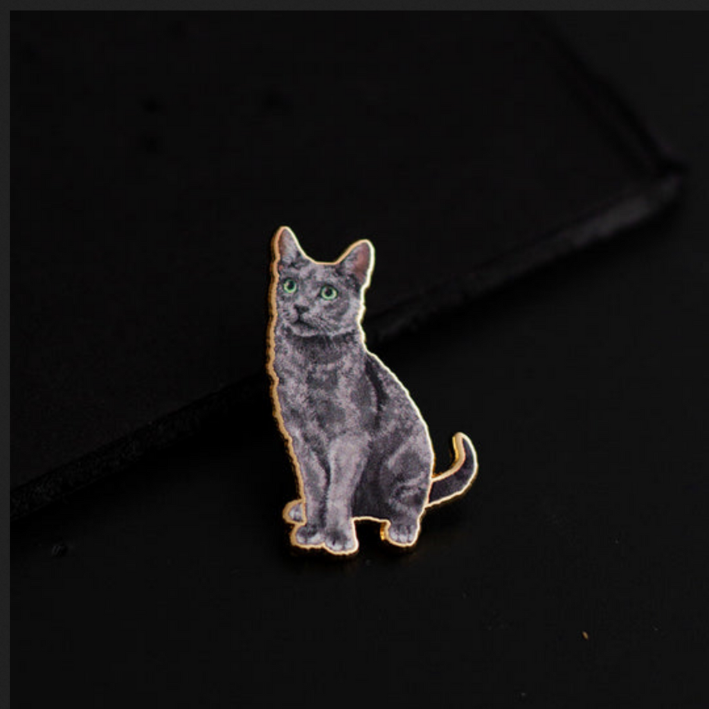 Russian Blue Cat Enamel Pin