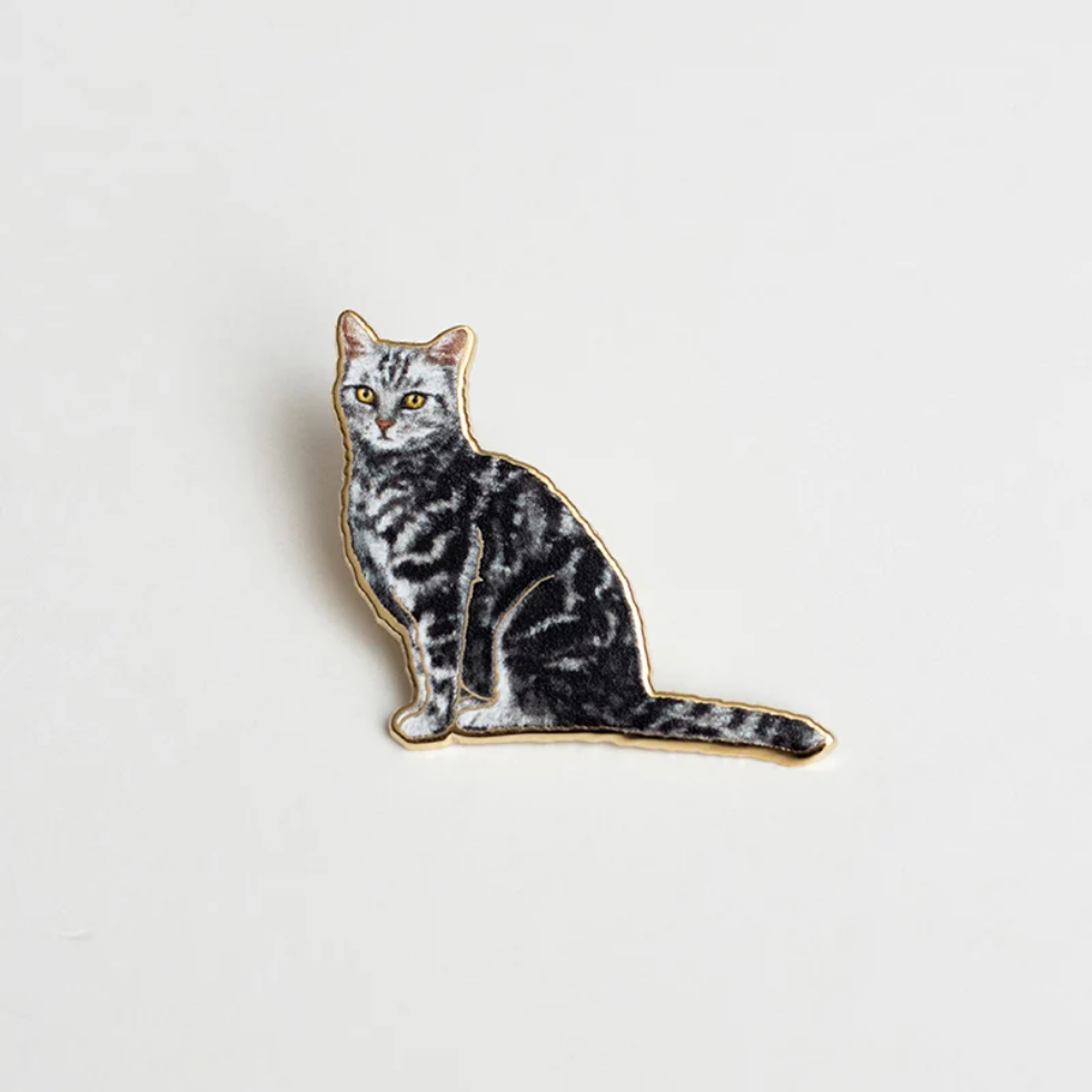 Gray Tabby Cat Enamel Pin