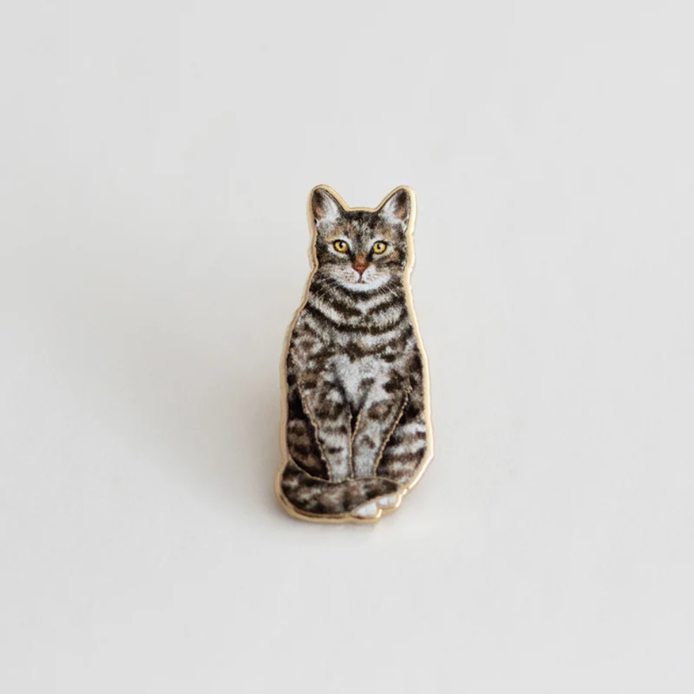 Brown Tabby Cat Enamel Pin