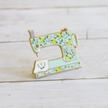 Sewing Machine Interactive Enamel Pin Turquoise