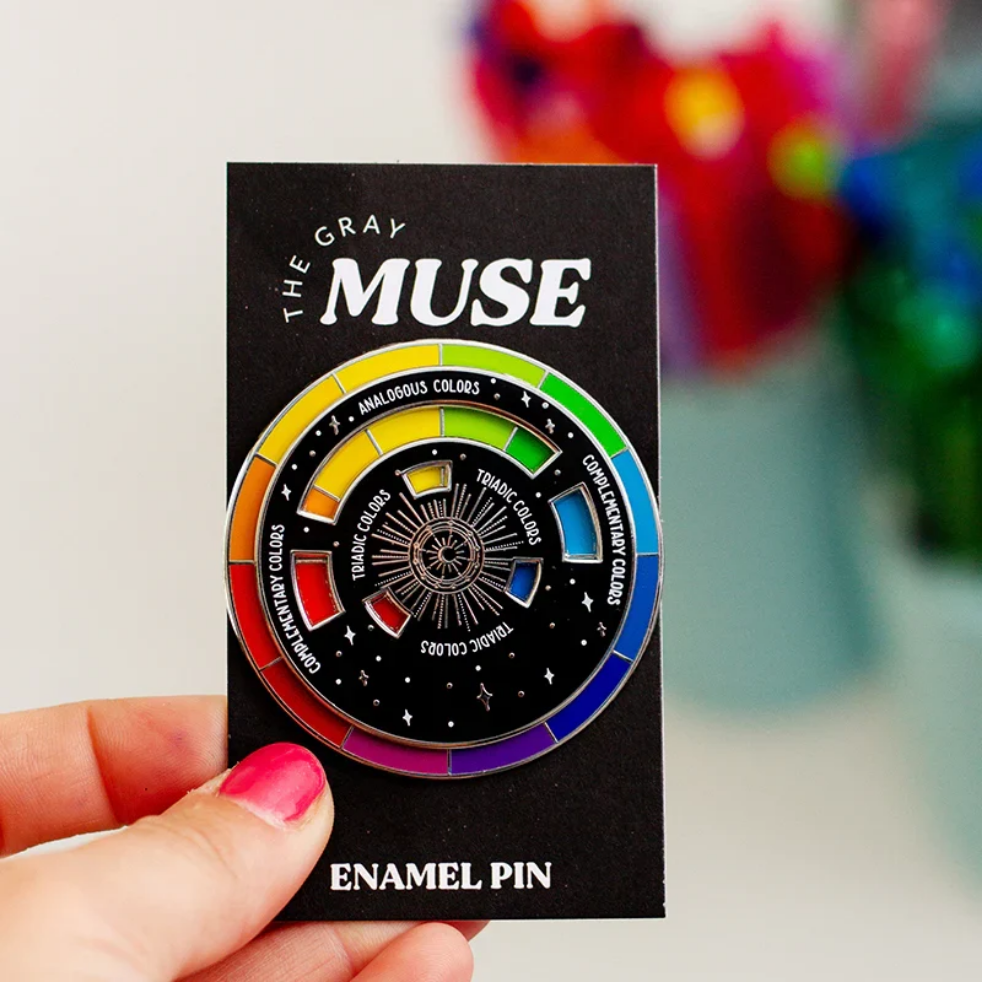 The Original Color Wheel© Interactive Spinner Enamel Pin (Black/Gold)