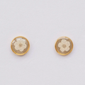Lace & Pearls Pressed Flower Earrings Beige  (large circle)
