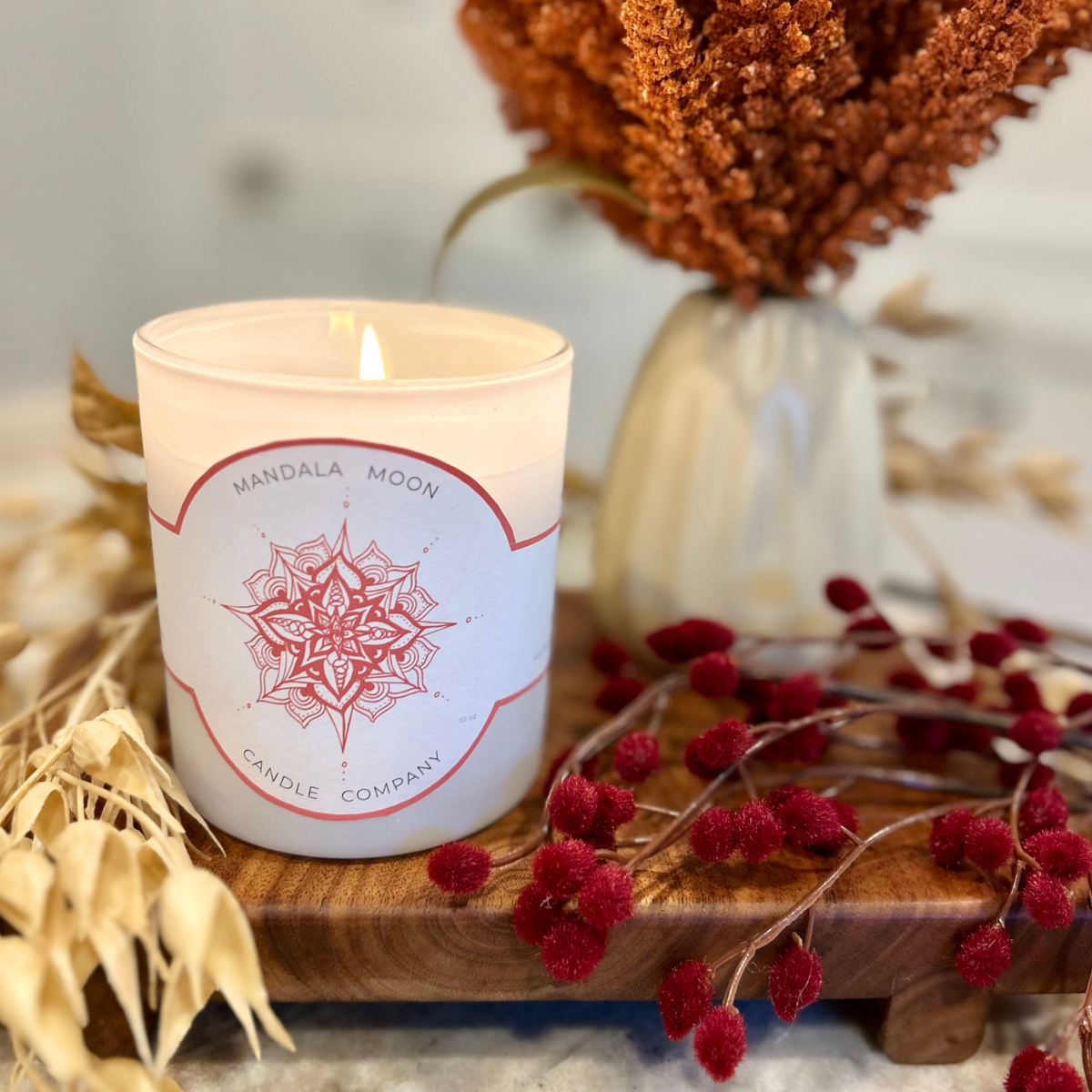 Mandala Moon Candles 10oz Glass Vessels
