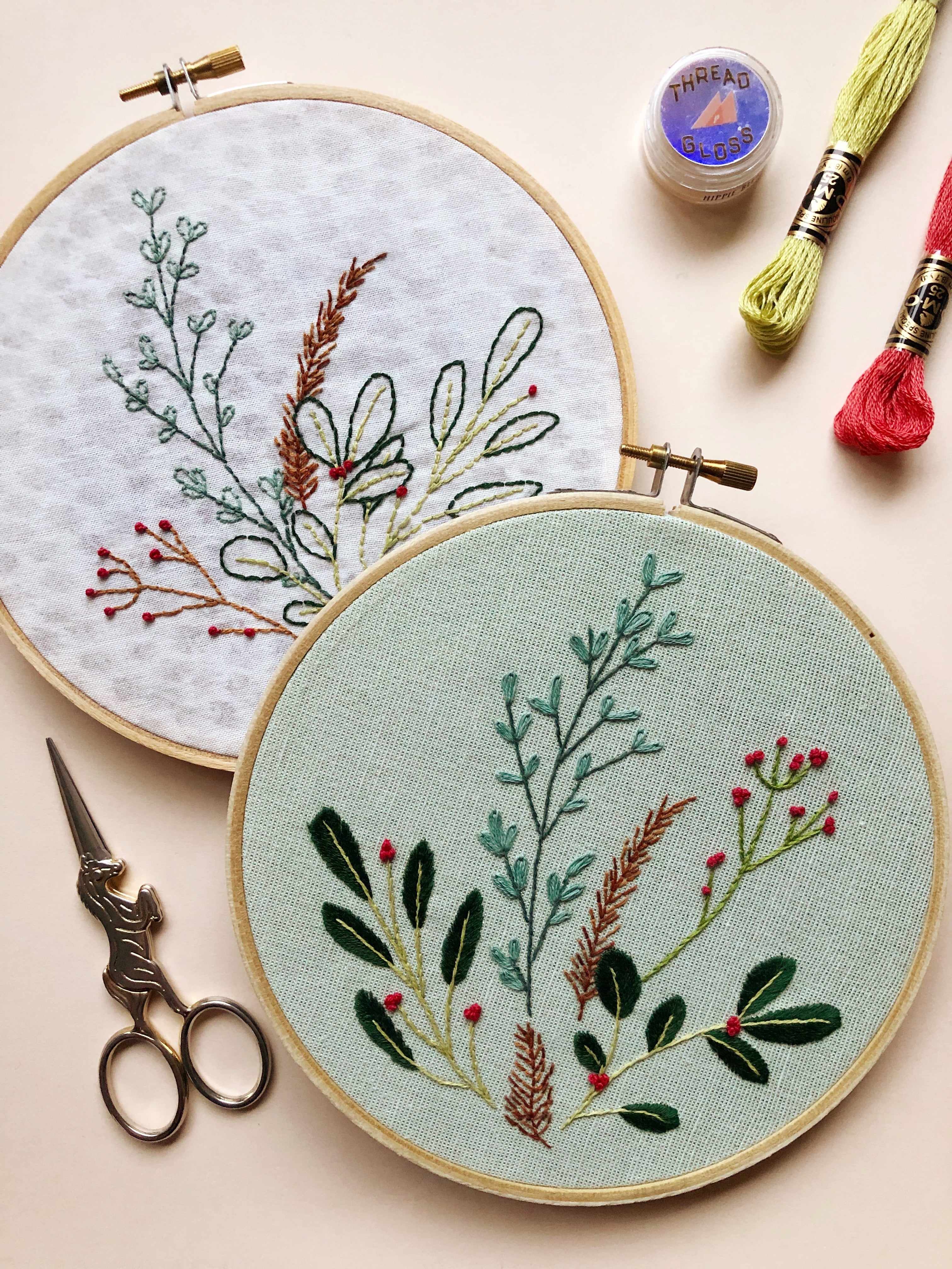 Winter Botanical Embroidery Basics Nov 13th 6:30-8:30pm