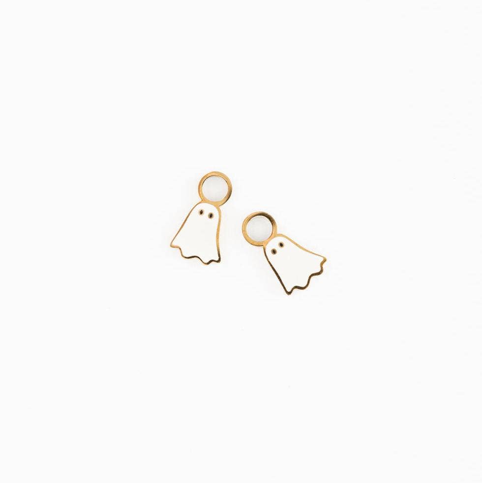 Ghost Charm Earring - Hypoallergenic, Flat Back, Girl Gift