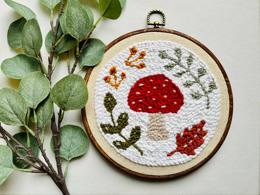 Mushroom Bouquet Punch Needle DIY Rug Hooking Kit