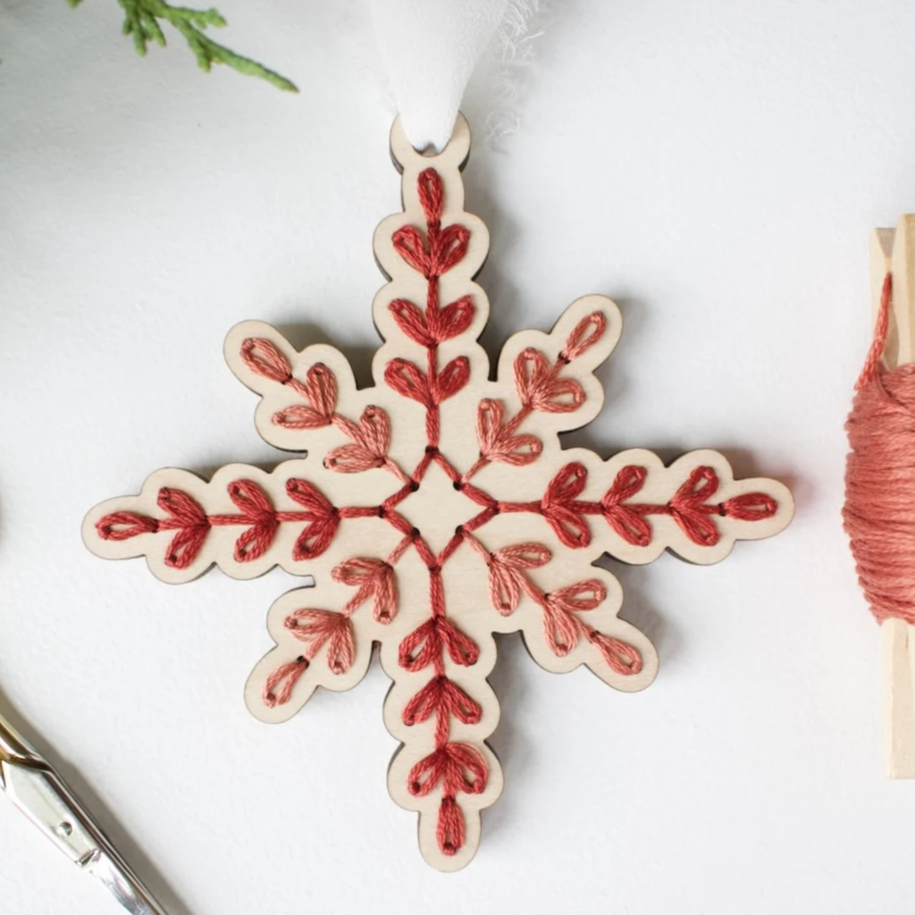 Vintage Snowflake Ornament Embroidery Kit – Christmas Craft