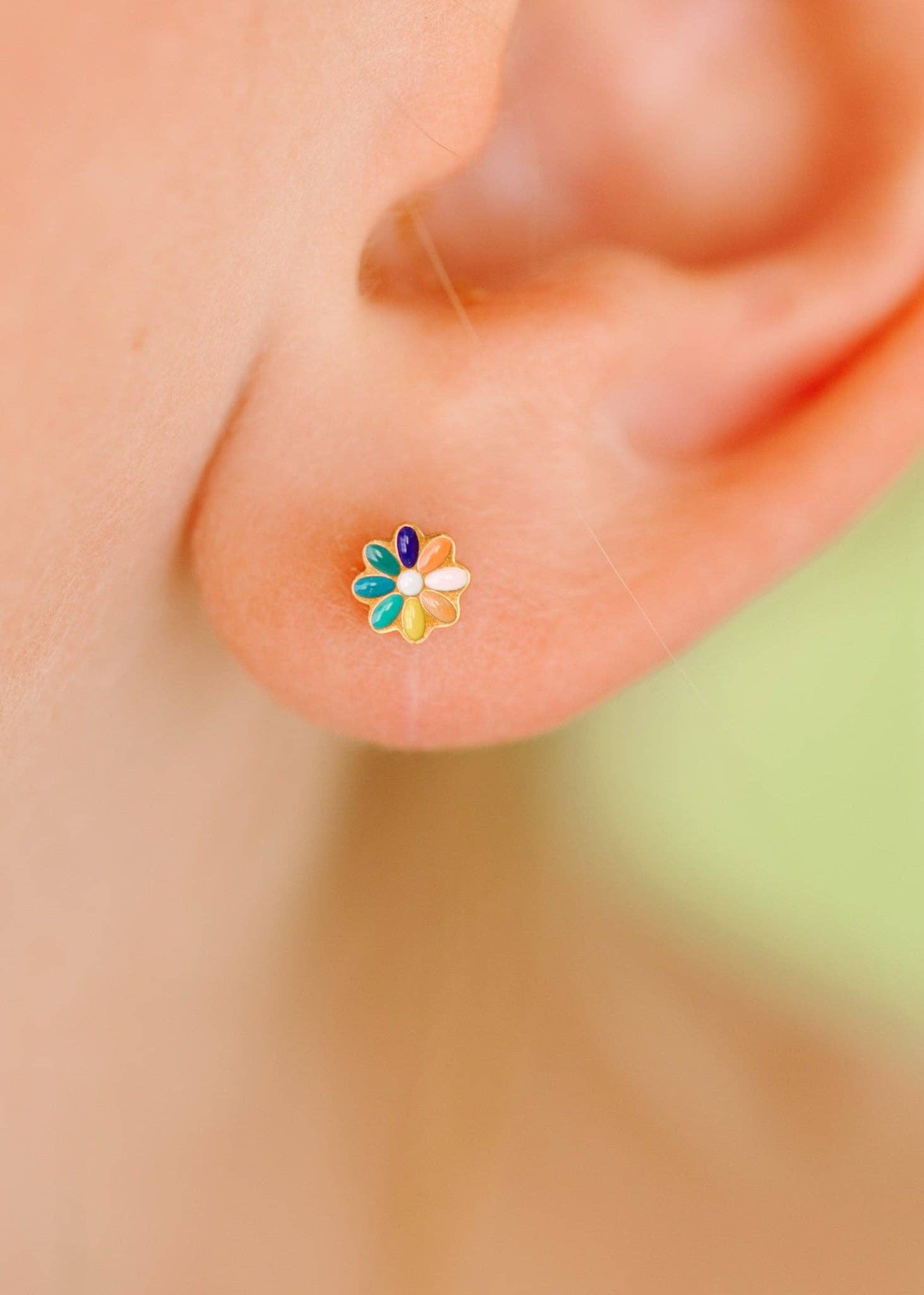 Rainbow Tiny Daisy Earrings