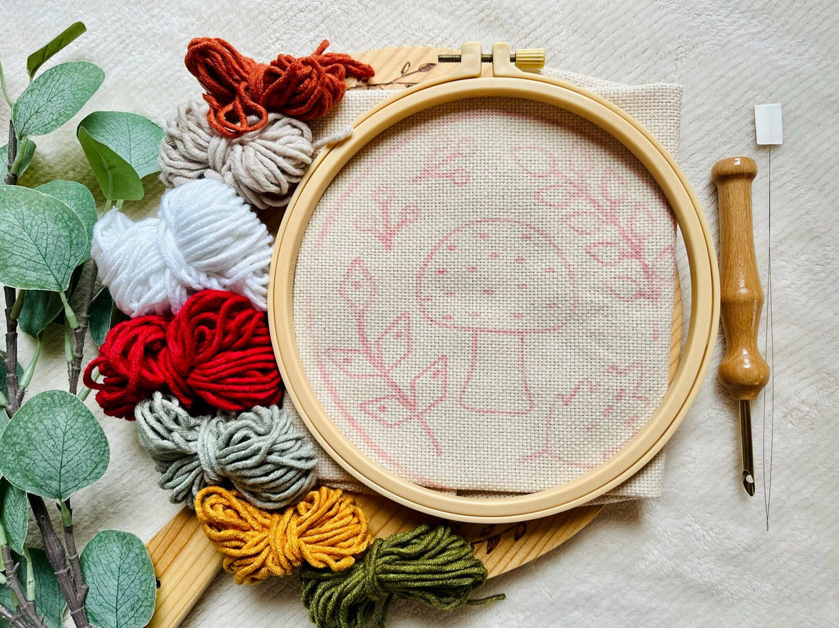 Mushroom Bouquet Punch Needle DIY Rug Hooking Kit