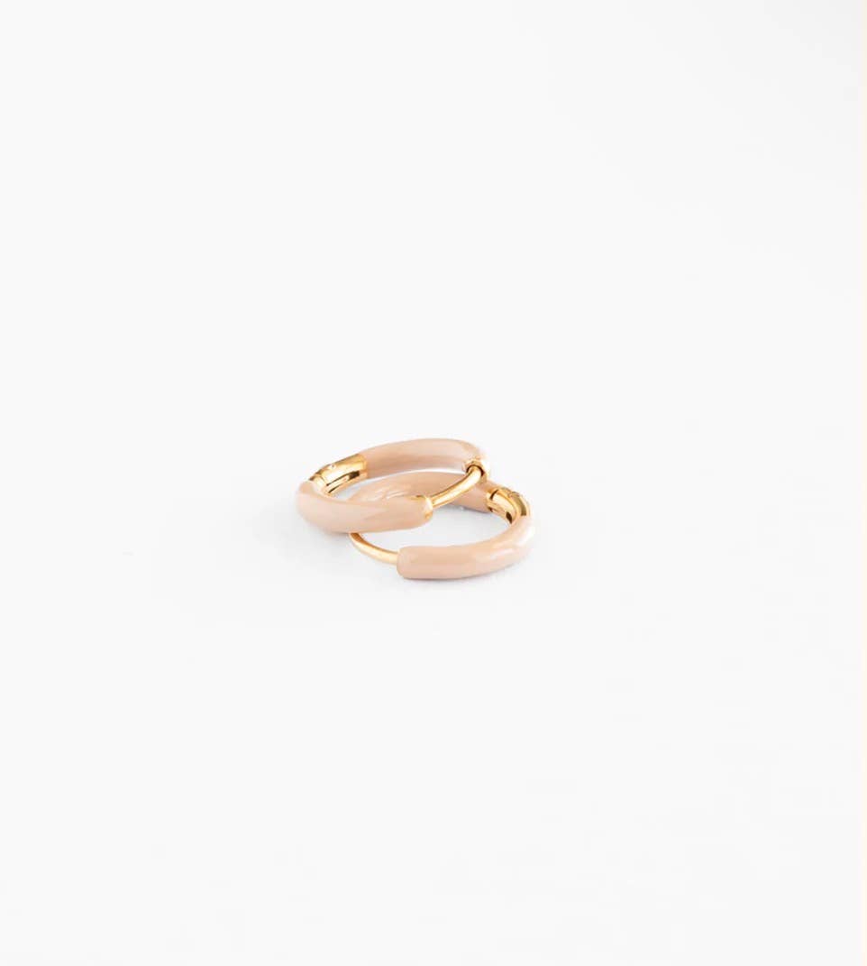 Enamel Hoop Earrings - Hypoallergenic, Flat Back, Girl Gift