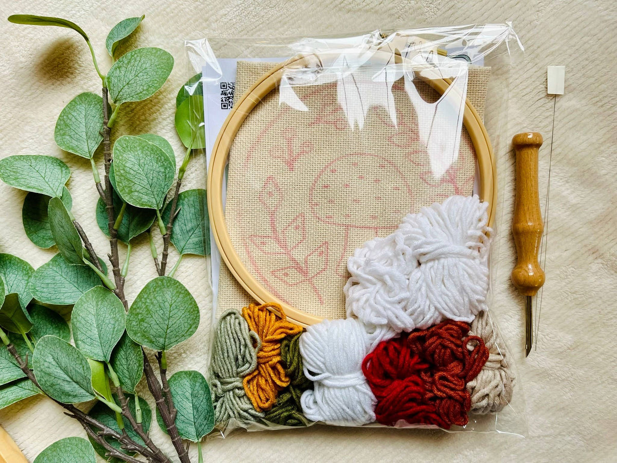 Scandi Floral Punch Needle Embroidery DIY Kit for Beginners
