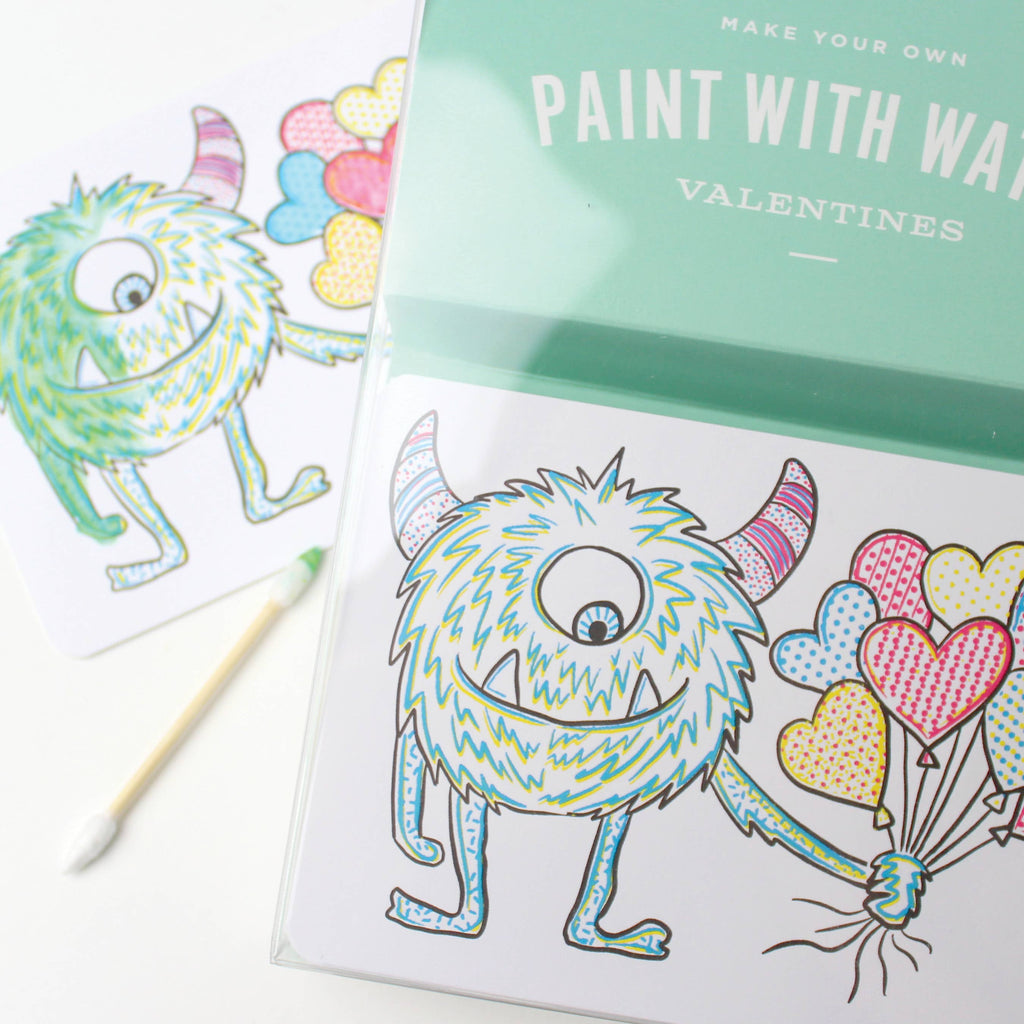 Paint with Water Valentine Cards - Monster