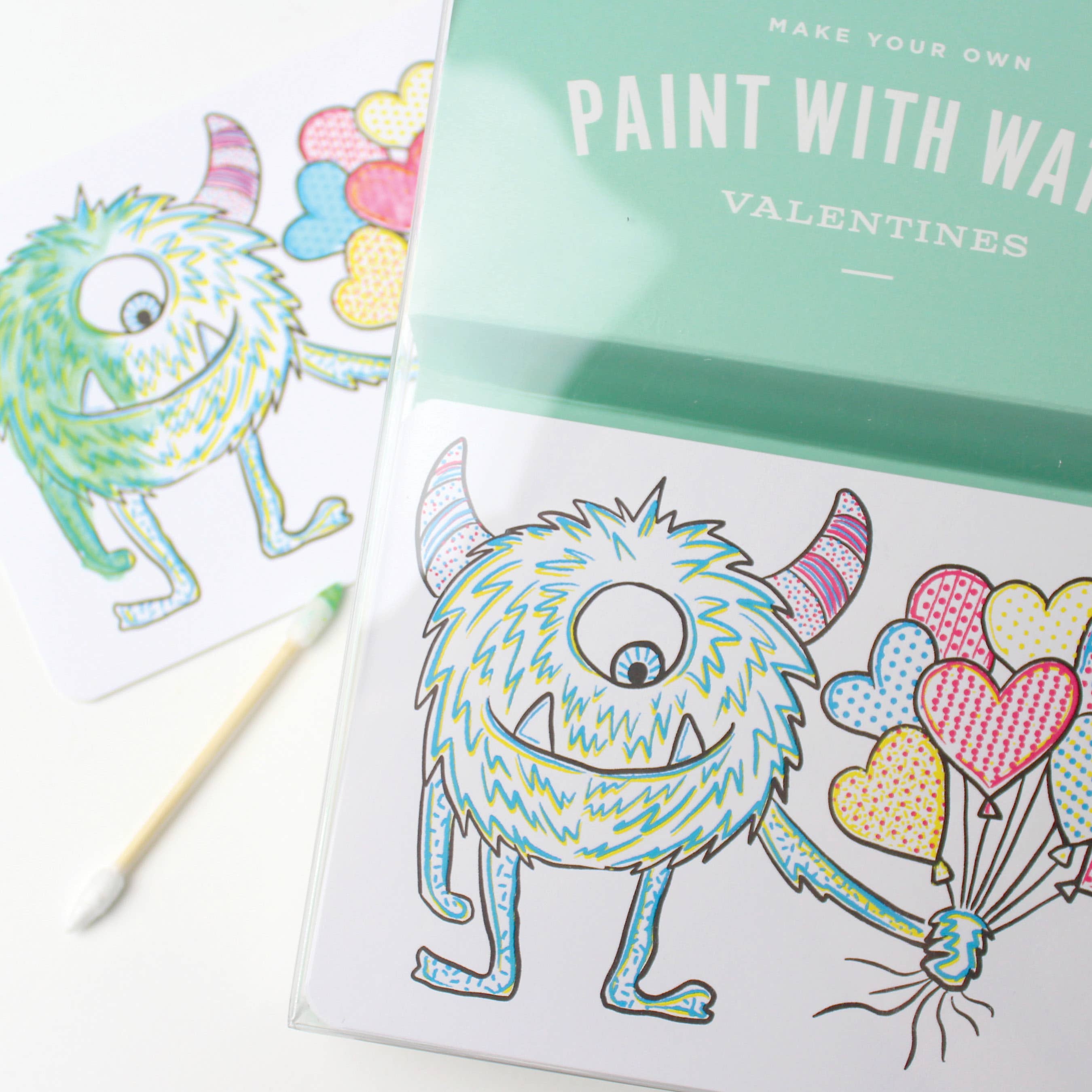 Paint with Water Valentine Cards - Monster