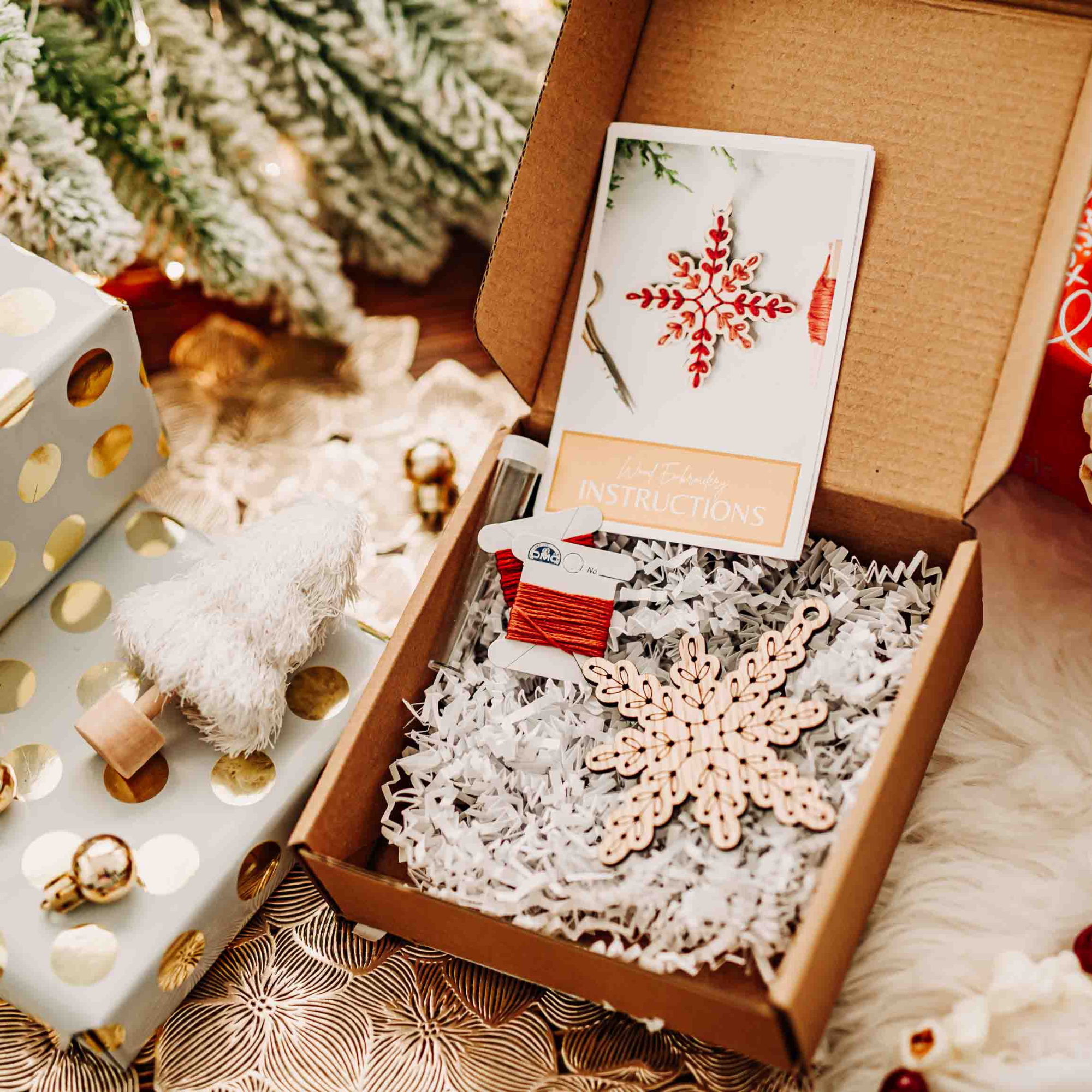 Vintage Snowflake Ornament Embroidery Kit – Christmas Craft