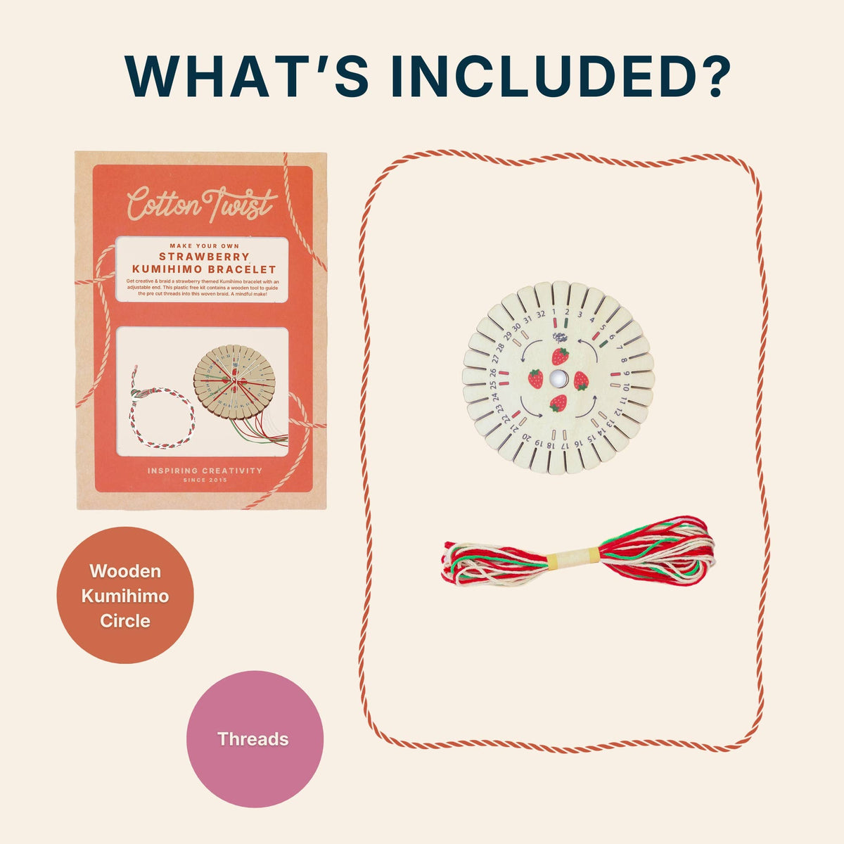 Make Your Own Strawberry Kumihimo Bracelet Kit