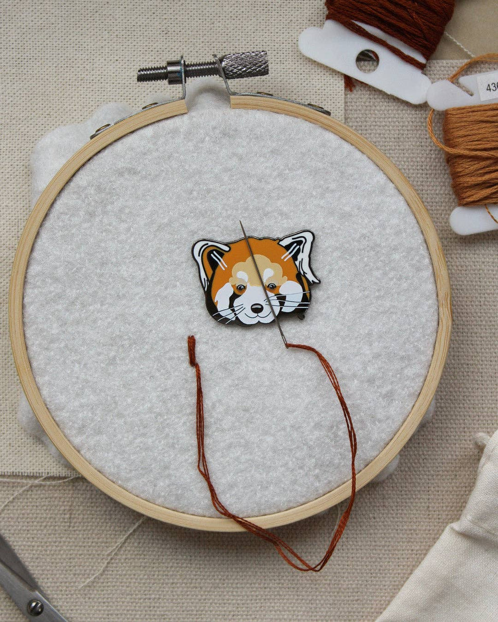 Red Panda Enamel Needle Minder