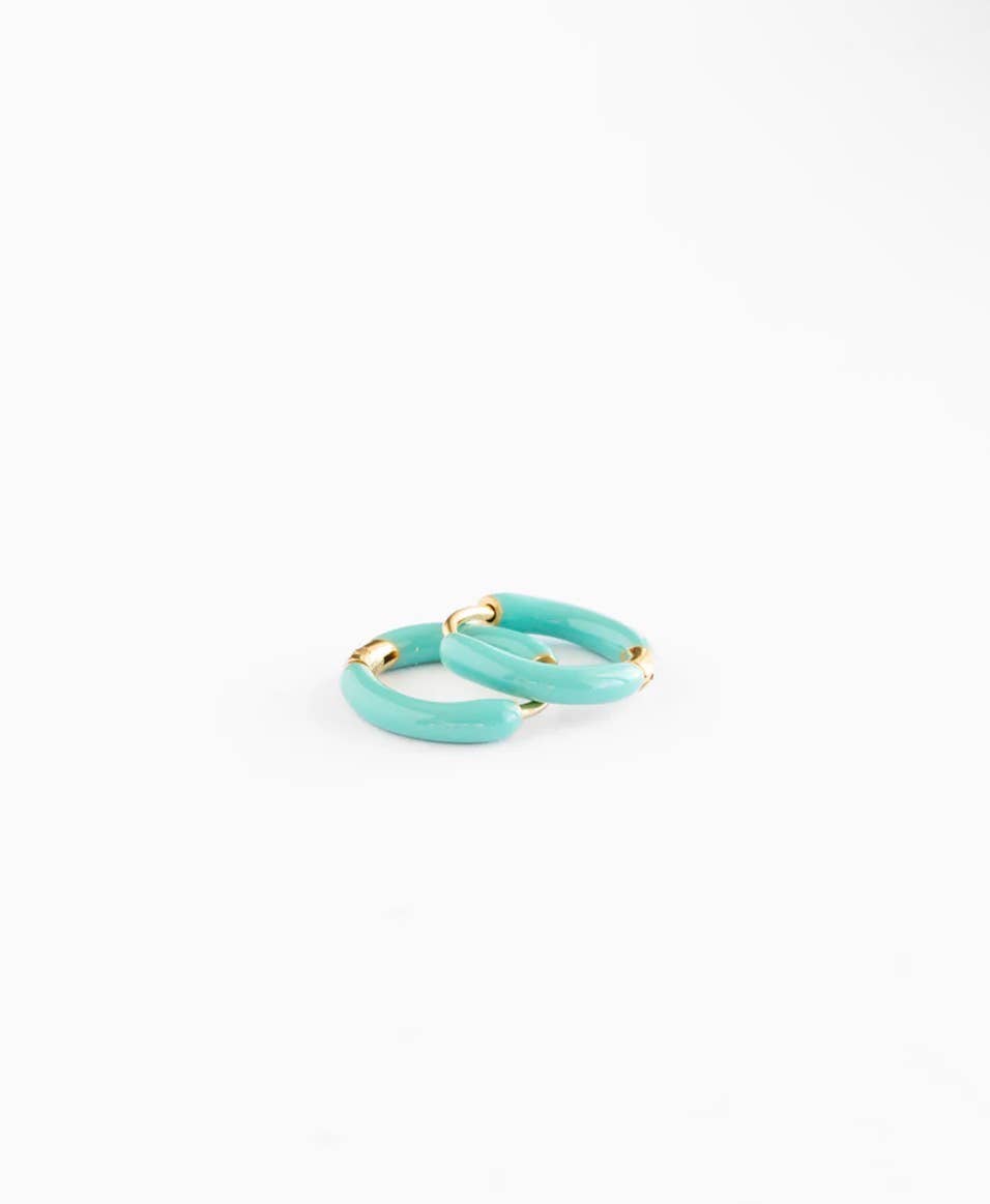 Enamel Hoop Earrings - Hypoallergenic, Flat Back, Girl Gift