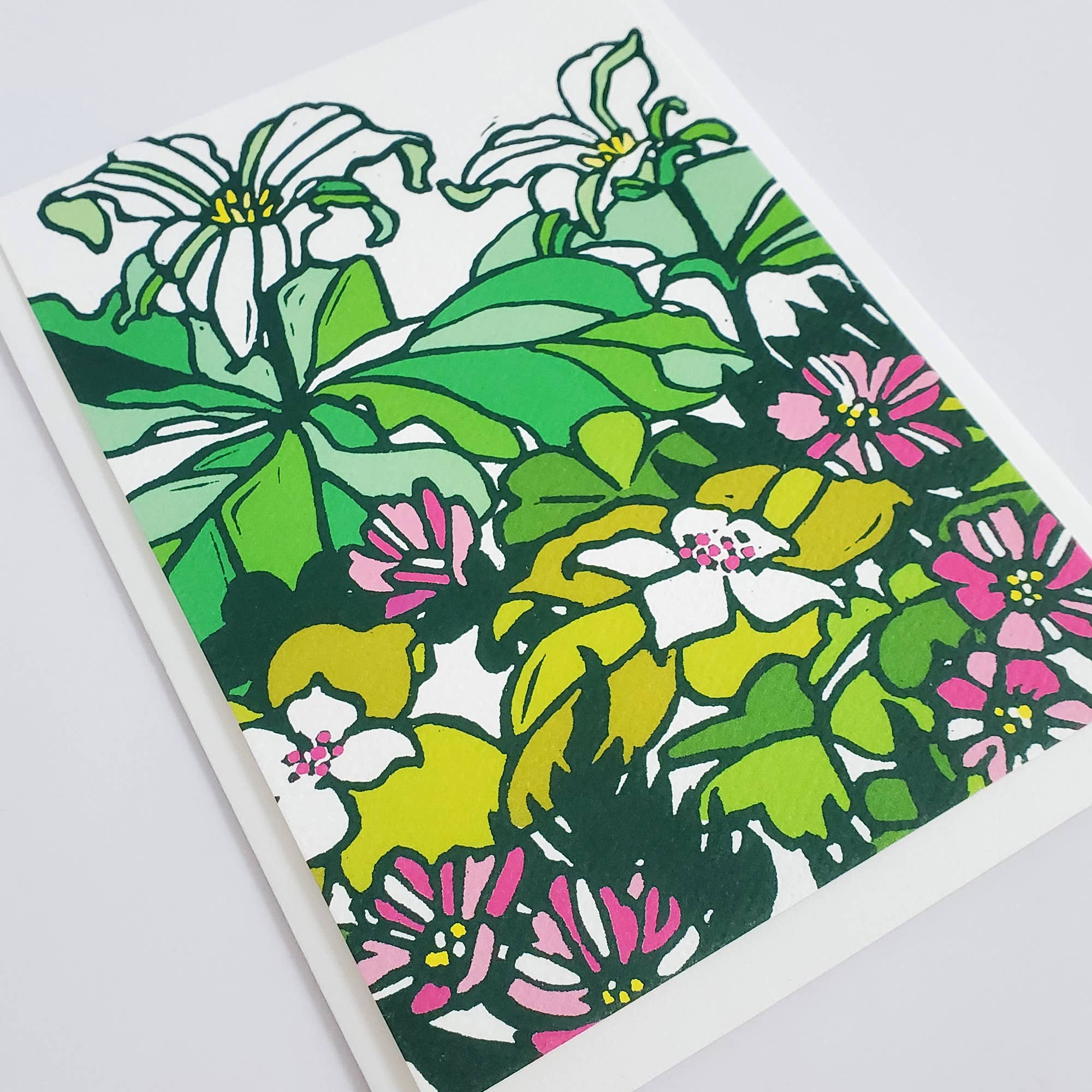 Botanical Spring Trillium Blank Note Card / Greeting Card