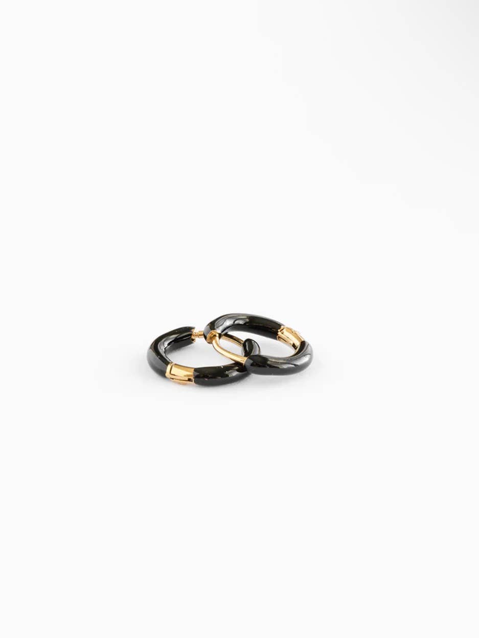 Enamel Hoop Earrings - Hypoallergenic, Flat Back, Girl Gift
