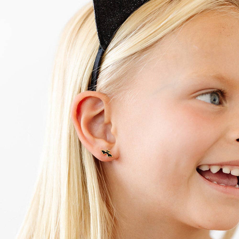 Bat Stud Earrings - Hypoallergenic, Flat Back, Girl Gift