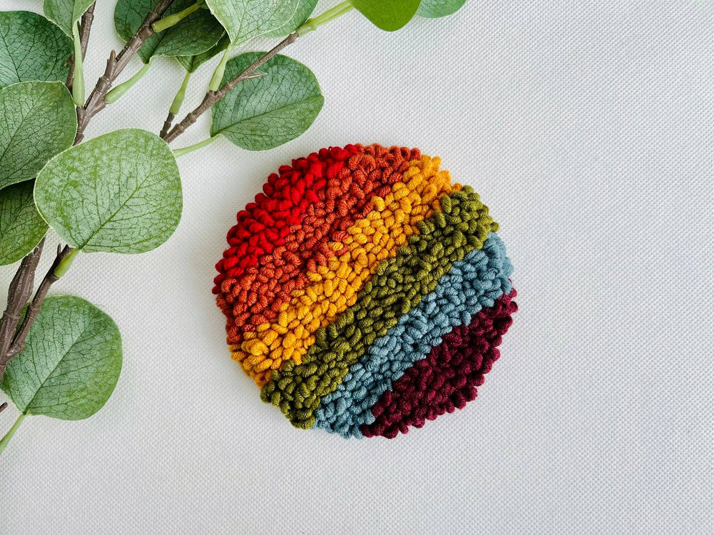 Muted Rainbow Beginner Punch Needle Mug Rug Kit