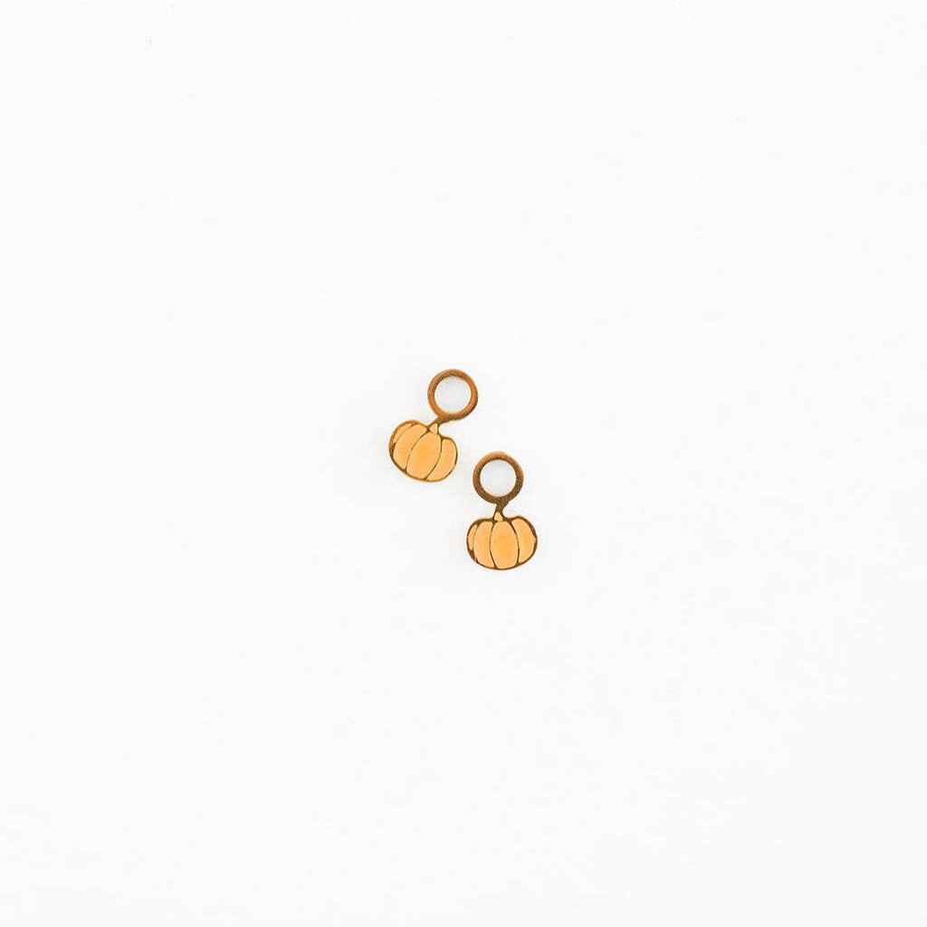 Pumpkin Charm Earrings - Hypoallergenic, Flat Back, Girl