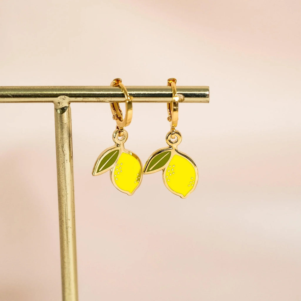 Lemon Huggie Hoop Earrings