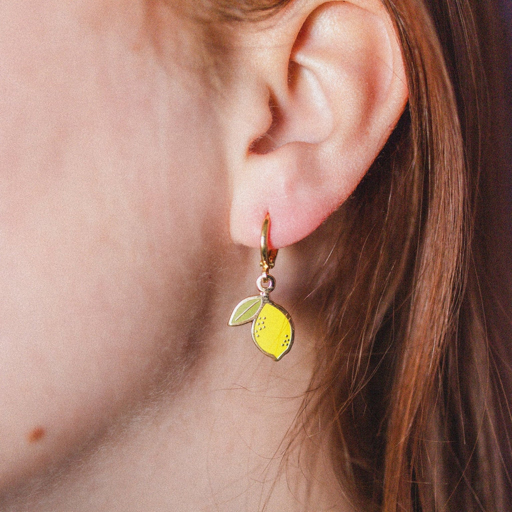 Lemon Huggie Hoop Earrings