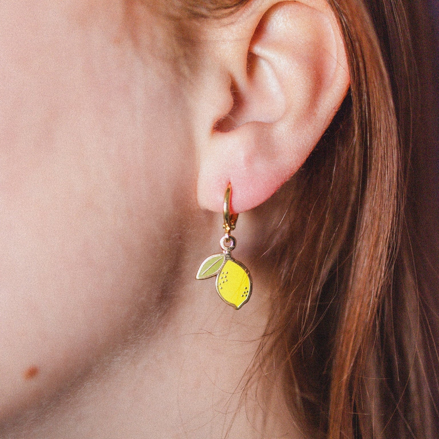 Lemon Huggie Hoop Earrings