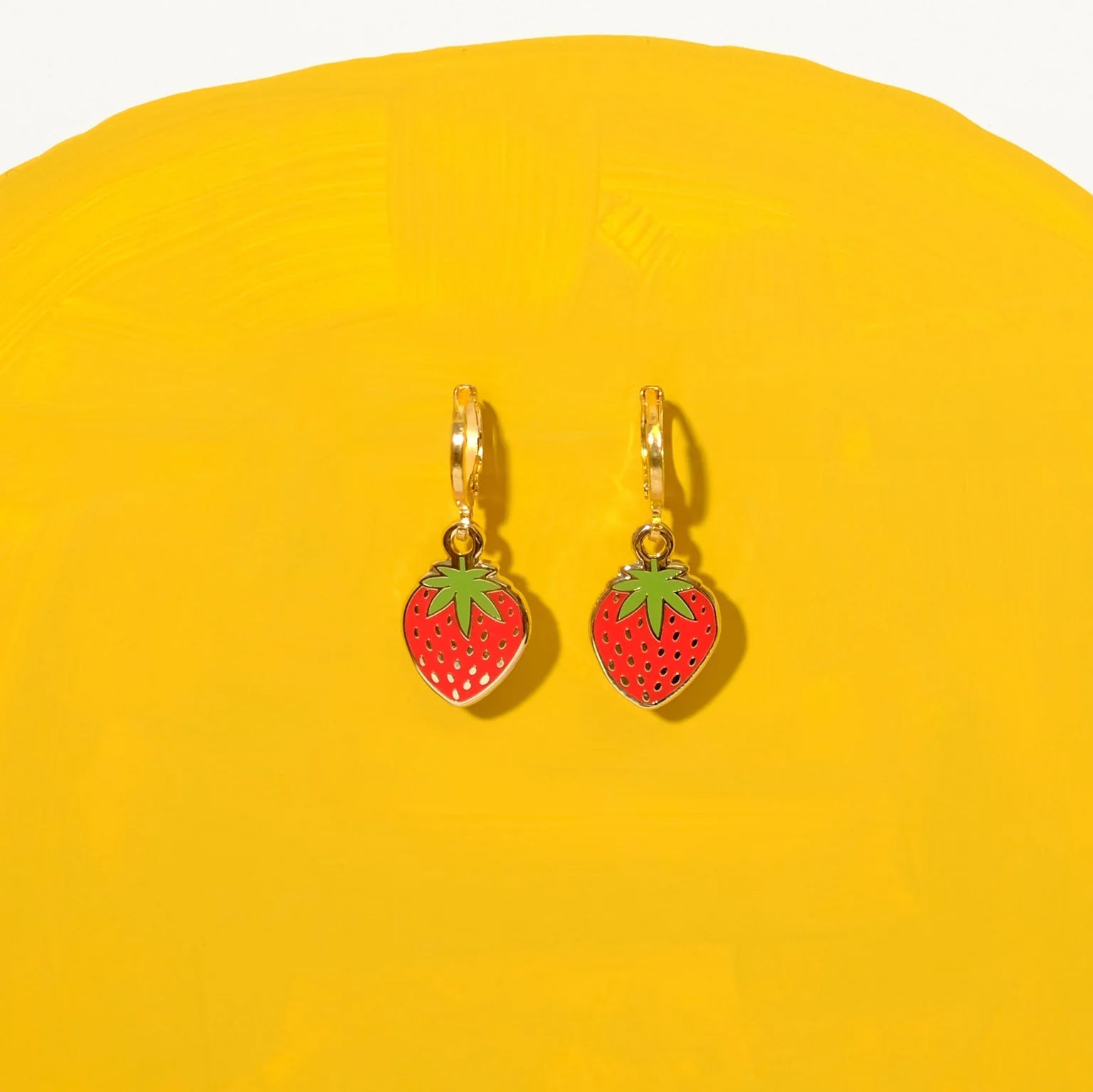 Strawberry Huggie Hoop Earrings