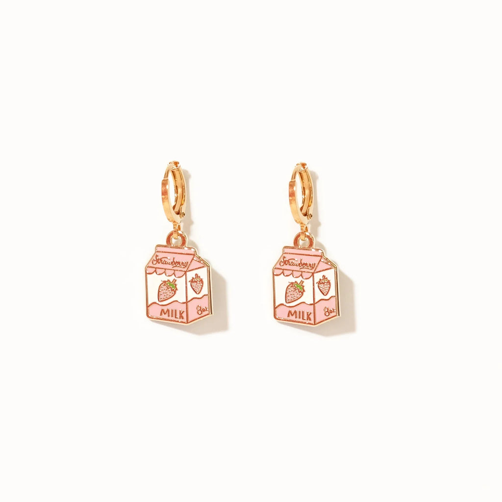 Strawberry Milk Huggie Hoop Earrings