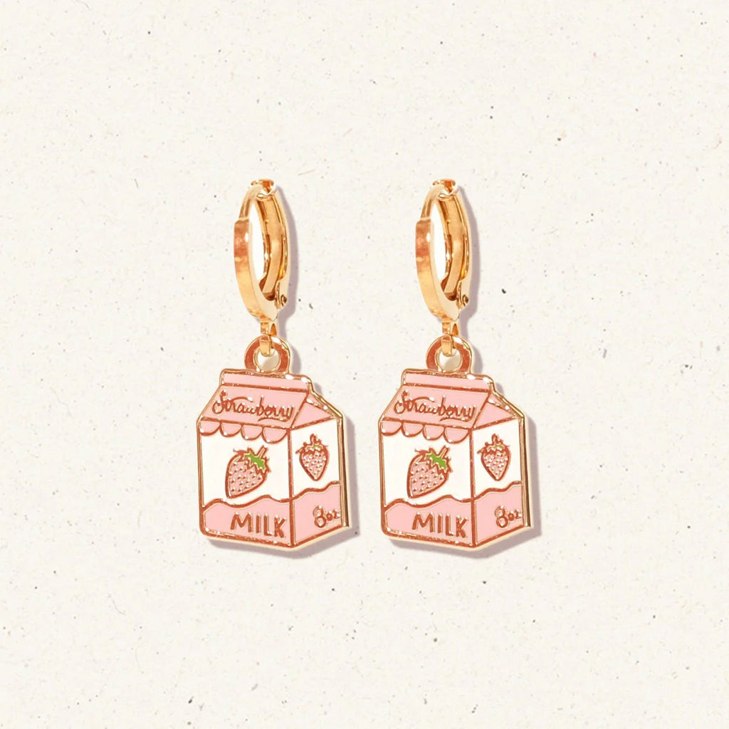 Strawberry Milk Huggie Hoop Earrings