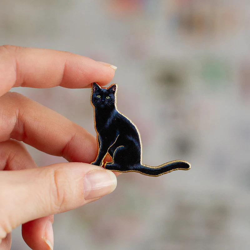 Black American Shorthair Cat Enamel Pin