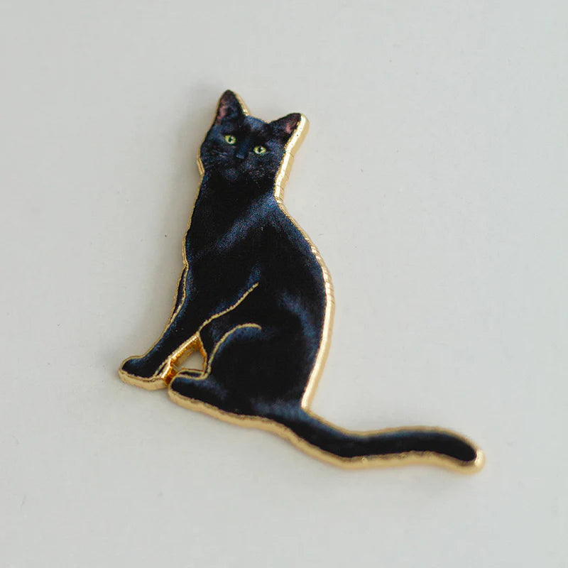 Black American Shorthair Cat Enamel Pin