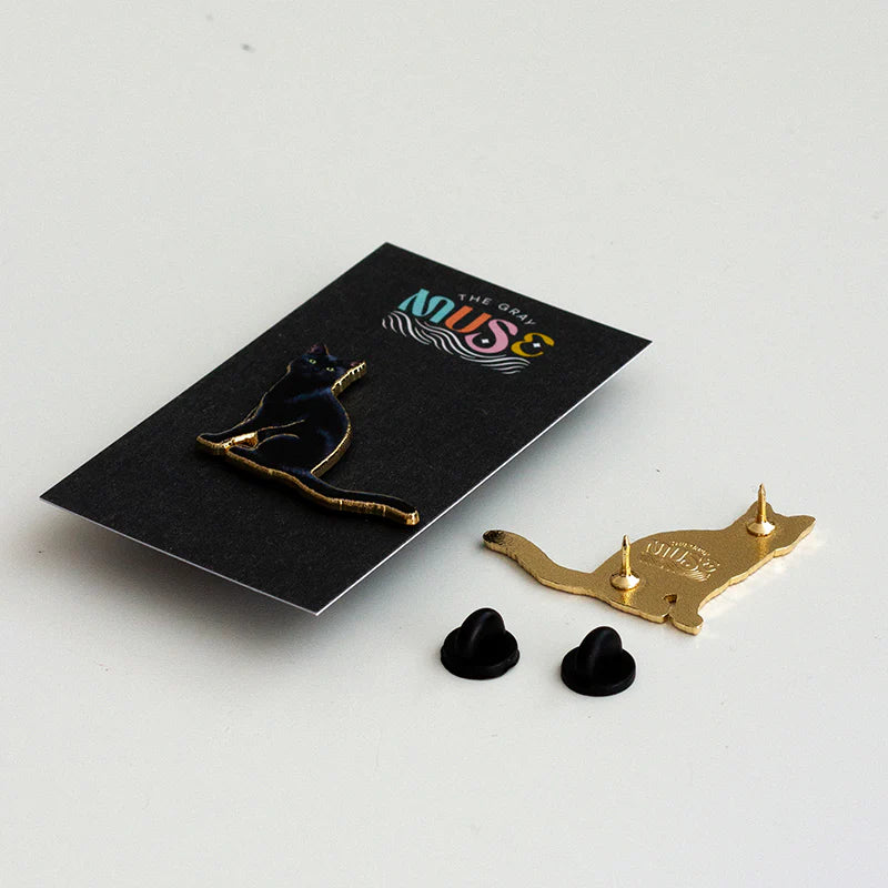 Black American Shorthair Cat Enamel Pin