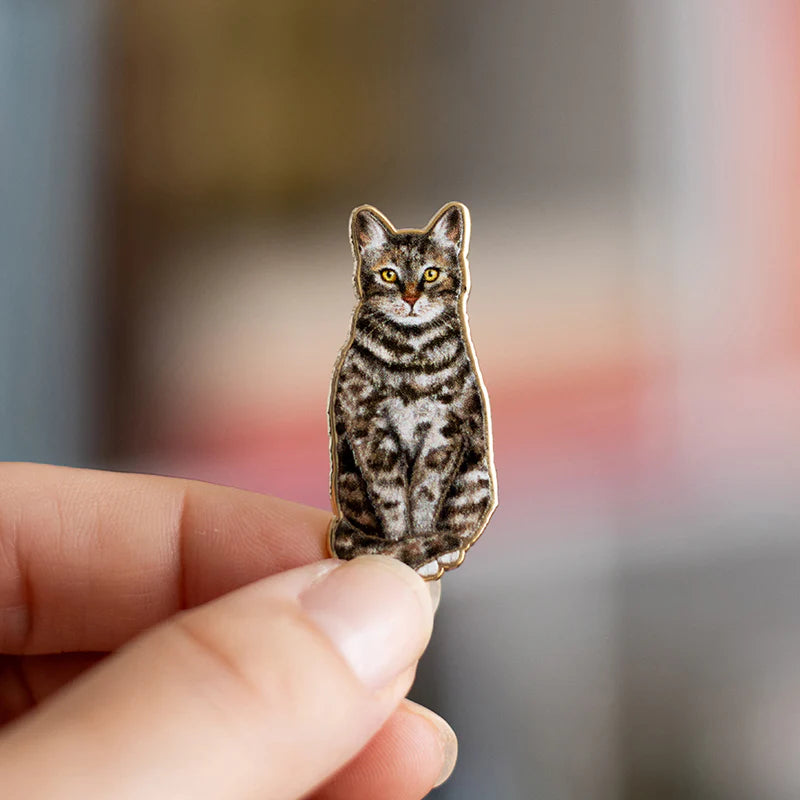 Brown Tabby Cat Enamel Pin