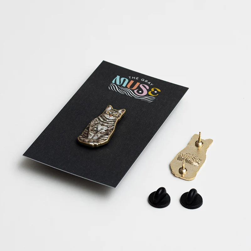 Brown Tabby Cat Enamel Pin