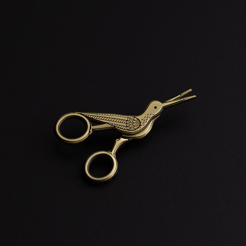 Embroidery Crane Interactive Scissors Enamel Pin