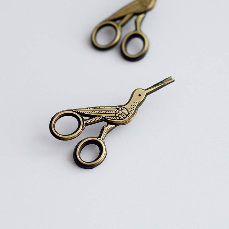 Embroidery Crane Interactive Scissors Enamel Pin